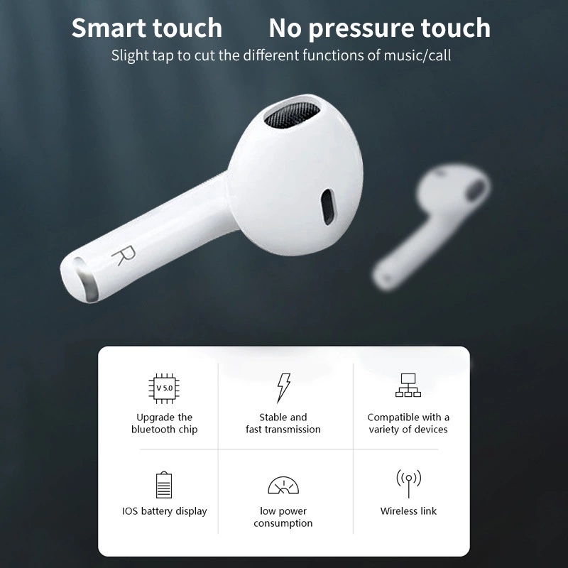 Tai nghe Bluetooth 6TWS 5.4, điều khiển cảm ứng, mic, bass, 7 màu, dùng cho thể thao và ô tô