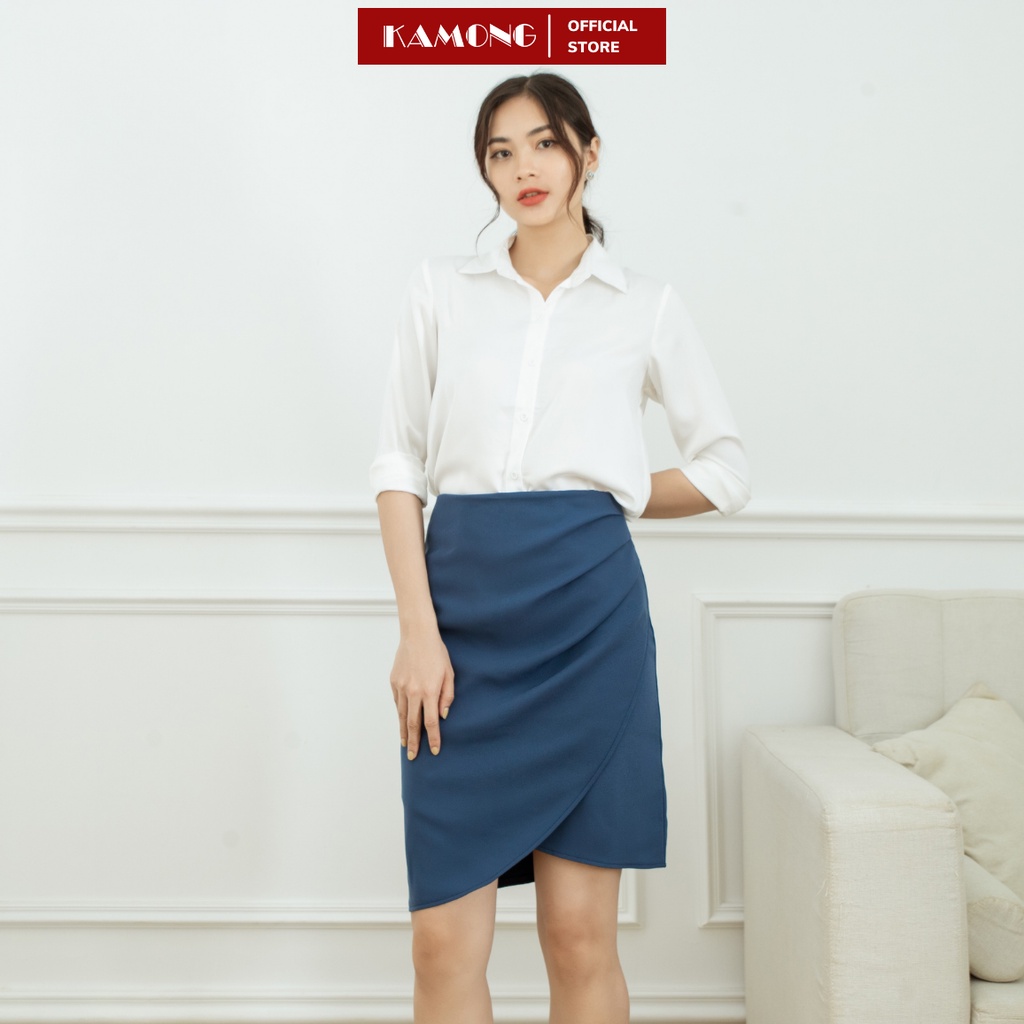 Ảnh Chân váy xếp ly tà chéo KAMONG phong cách công sở CV006 4