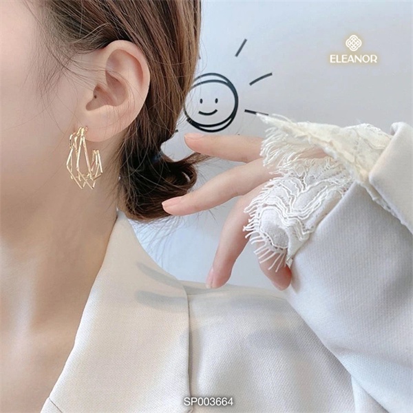 Bông tai nữ chuôi bạc 925 Eleanor Accessories viền vuông cá tính phụ kiện trang sức khuyên tai 3664
