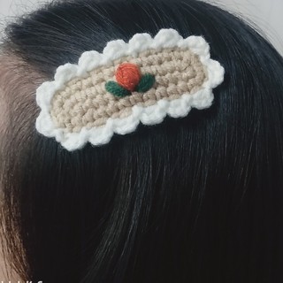 Kẹp tóc viền hoa đẹp cho nữ và bé gái 6.5cm |Cặp tóc len Hàn Quốc xinh xắn |Shop Rô Handmade