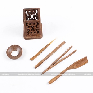 Bộ trà cụ 6 món gỗ cẩm lai cao cấp, sang trọng, dụng cụ không thể thiếu trong bàn trà, nhiều mẫu mã