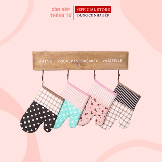 Găng tay lò nướng làm bếp vãi cotton mềm mịn chịu nhiệt tốt chống trượt 26x17cm GTB01