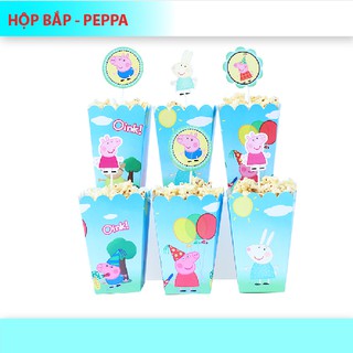 (7 Mẫu)Hộp đựng bắp + tem cắm chủ đề bé gái SET 6 cái