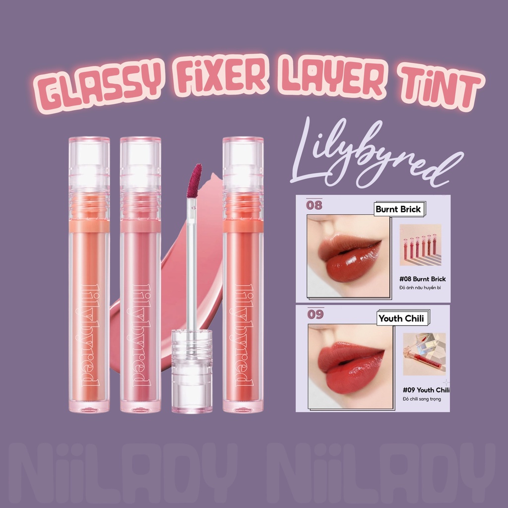LILYBYRED Glassy Layer Fixing Tint - Teint à Lèvres Brillant Pêche, 3.8g, K-Beauty Neuf