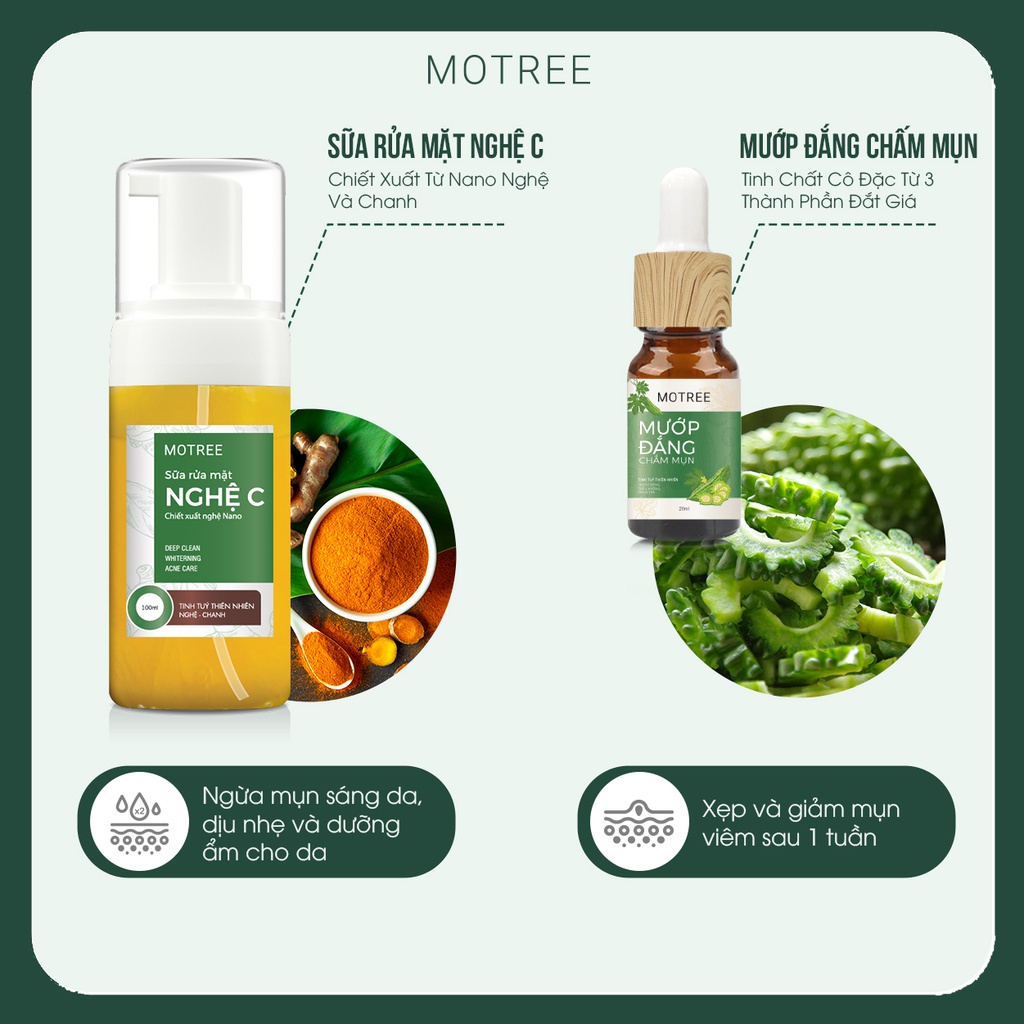 Ảnh Bộ đôi tiêu mụn 4H chiết xuất từ mướp đắng - nghệ tự nhiên Motree da sạch mụn trắng tư nhiên 2