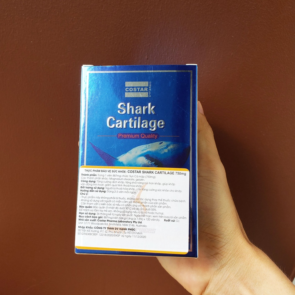 Ảnh Sụn Vi Cá Mập Blue Shark Cartilage 750mg Úc Costar (120 viên) Hỗ Trợ Xương Khớp 1