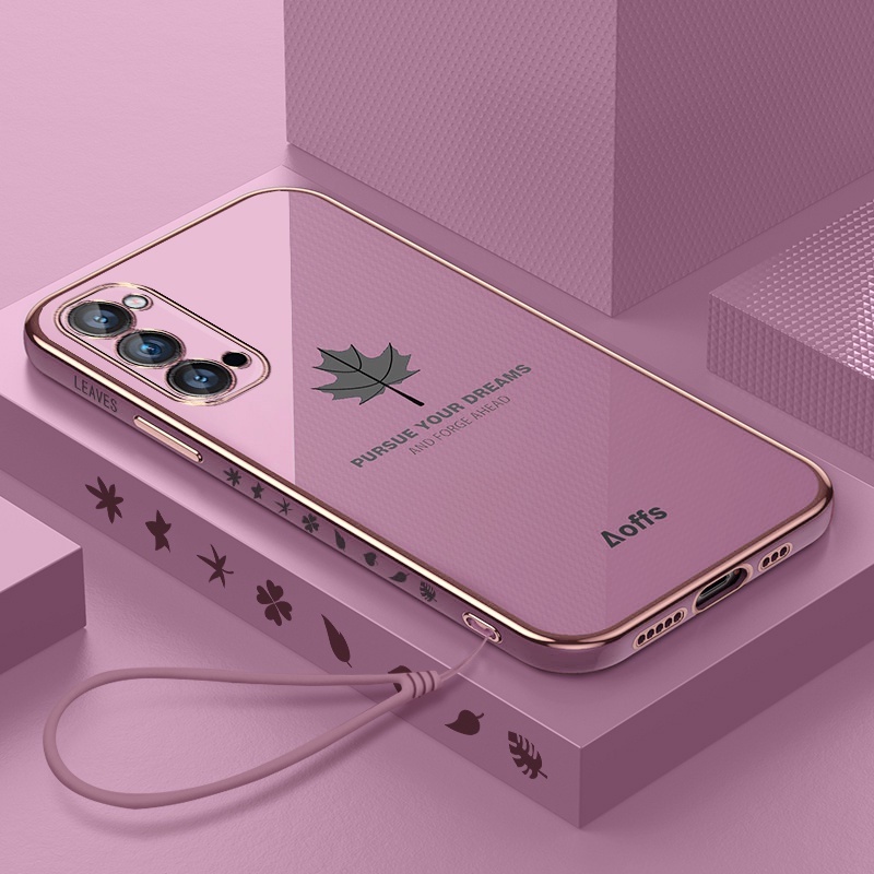 Ốp Điện Thoại Hình Vuông Họa Tiết Lá Phong Sang Trọng Cho OPPO A5S A7 A3S A5 A9 2020 A11X A52 A72 A92 A55 A15 A16 A8 A31 A9 F11 F9
