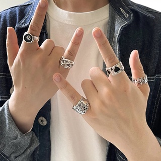 Set 5 nhẫn đeo tay bằng kim loại nhiều họa tiết sành điệu cho nam nữ