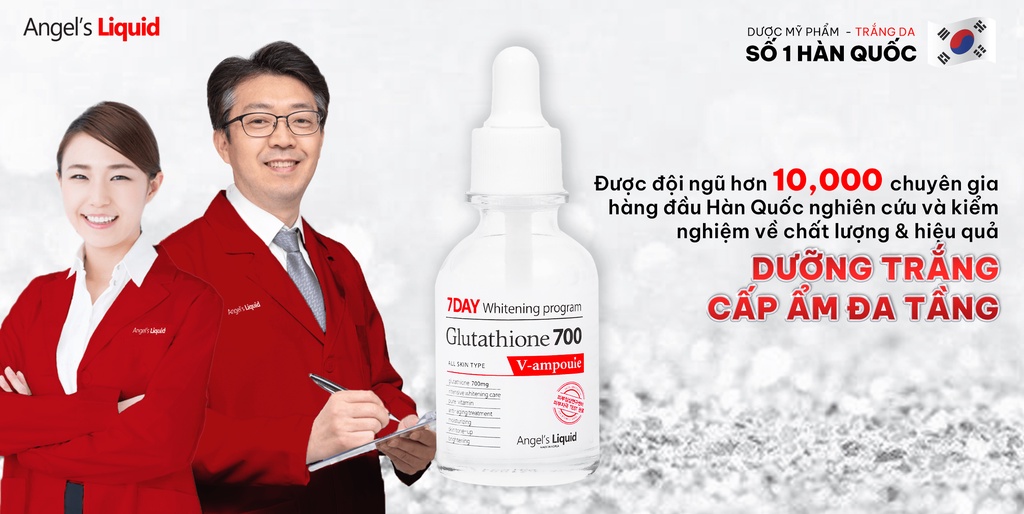 Mô tả Serum Dưỡng Trắng Da, Cấp Ẩm Đa Tầng Angel's Liquid Glutathione 700mg + 5% HA 7Day Whitening Program 30ml - 5