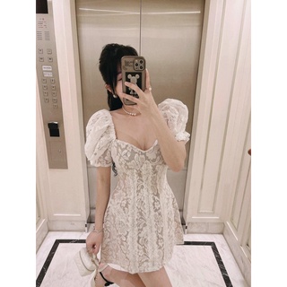 Váy Ren Tiểu Thư Tay Bồng 2 Màu Hàng 2 Lớp Siêu Xinh