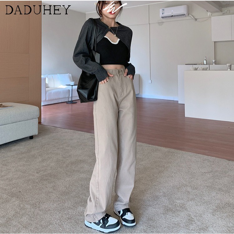 Ảnh Quần jeans nữ ống rộng lưng cao 6 màu thời trang đường phố 4