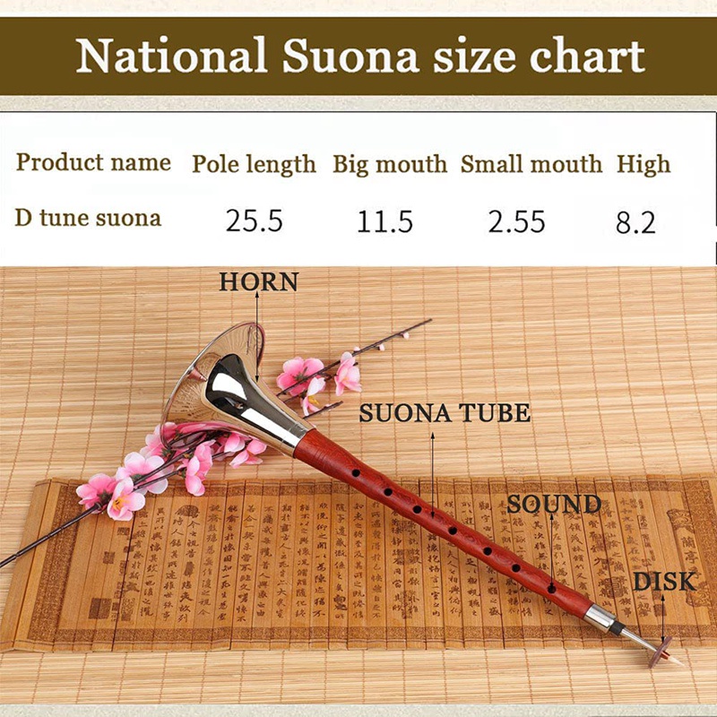 💖Nhạc Cụ Suona, Cần Gỗ Hồng Thủ Công Chuyên Nghiệp Phong Cách Dân Gian Trung Hoa