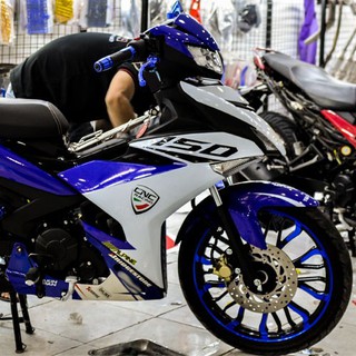 Tem trùm exciter 150 xanh trắng mẫu mới, độ team trùm decal xe máy ex dán đời 2015-2020