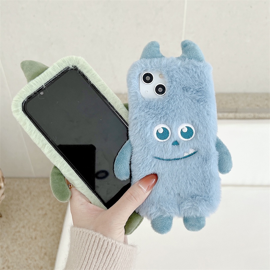 Dành Cho iPhone 16 15 14 13 Pro Max 12 Pro Max 11 Pro Max 13 12 Mini 6 6S 7 8 14 15 16 Plus X XR XS Max Ngộ nghĩnh Dễ Thương 3D Quái Vật Nhỏ Sang Trọng Lông Thú Ốp Lưng Điện Thoại