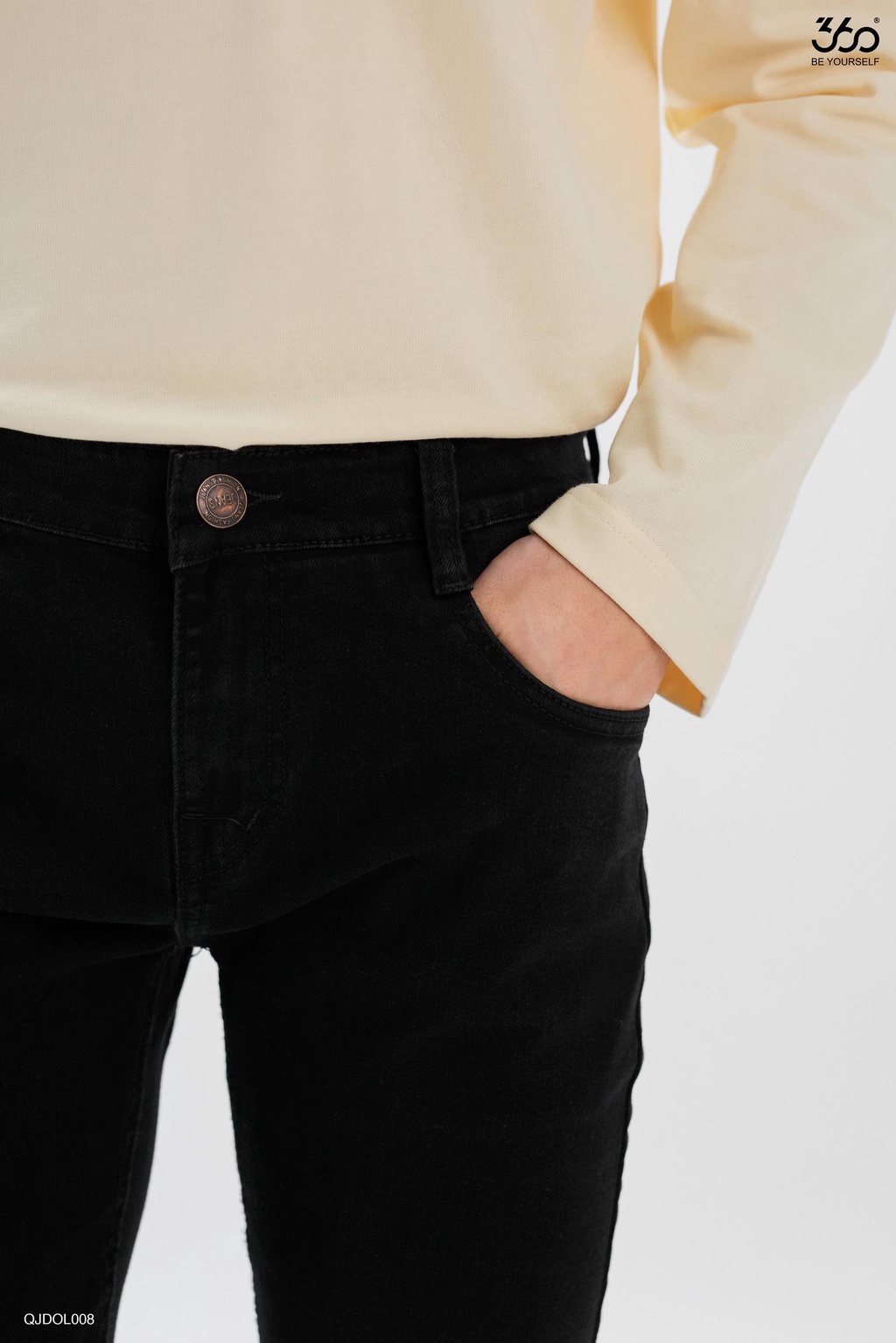 Mô tả Quần Jean Nam Đen Dáng Slimfit Quần Bò Trơn Cao Cấp - QJDOL008 - 2