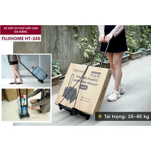 Xe đẩy hàng gấp gọn đi chợ mini FUJIHOME HT-245,xe kéo hàng đi chợ gấp gọn mini siêu thị đa năng-tặng dây buộc[BH 1 năm]