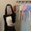 Crop top nữ cao cấp tay dài đan, cổ tròn ôm dáng phong cách Hàn Quốc