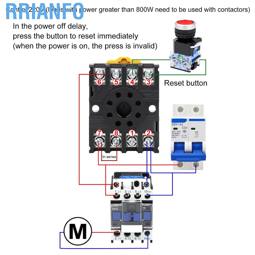 Rrianfo Rơ le đút tắt nguồn thời gian hẹn giờ chính xác cao AC200‑220V ST3PF