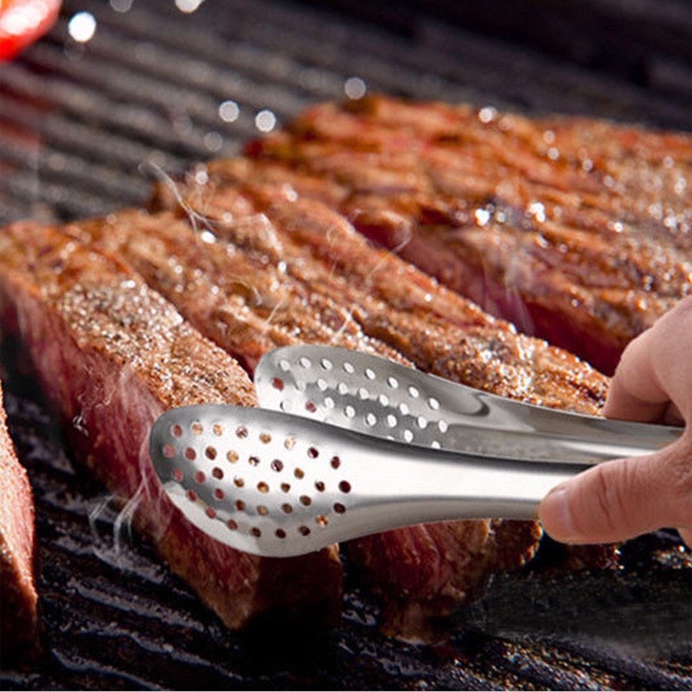 Kẹp xéo,kẹp không găng gắp thức ăn / salad bằng thép không gỉ,Kẹp đồ ăn đa năng thiết kế xéo nhiều lỗ