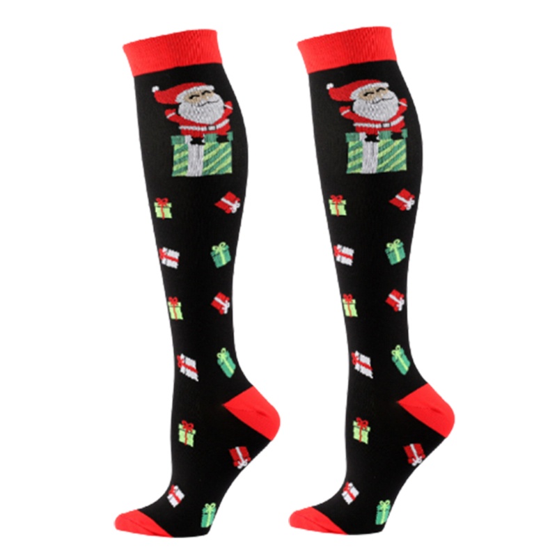 Dassbsug Người Lớn Giáng Sinh Nén Tất Sọc Ông Già Noel In Điều Dưỡng Vớ Đầu Gối