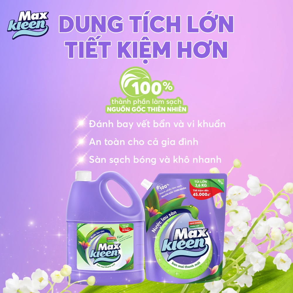 Ảnh Combo Chai Lau Sàn 3.6kg + Túi Lau Sàn 3.6kg MaxKleen Ban mai thanh mát 4