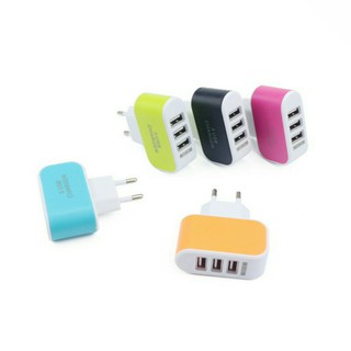 Củ Sạc 3 Cổng USB 3.1A Cốc Sạc Đa Năng Nhiều Máy Nhựa ABS Màu Sắc Đẹp Có Đèn LED Hàng Cao Cấp