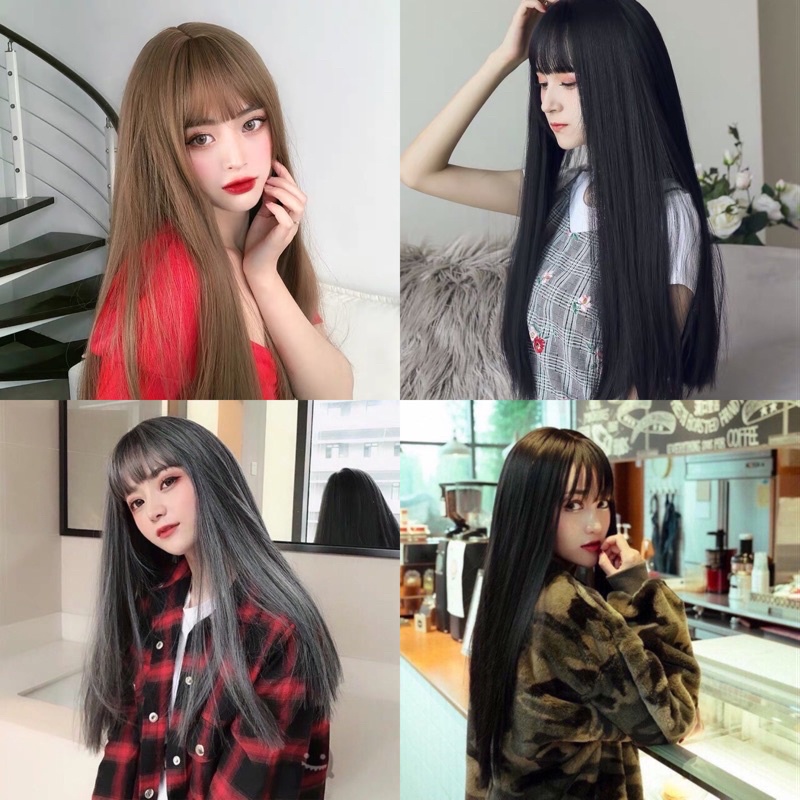 [HÌNH THẬT] TÓC GIẢ NGUYÊN ĐẦU THẲNG DÀI LƯỚI HOA CAO CẤP KÈM TRÙM TÓC THẬT