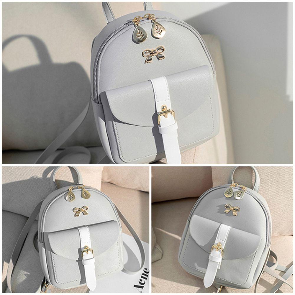 JKDESIGN Ba lô mini da PU đeo vai thắt nơ duyên dáng nhiều màu thích hợp cho nữ