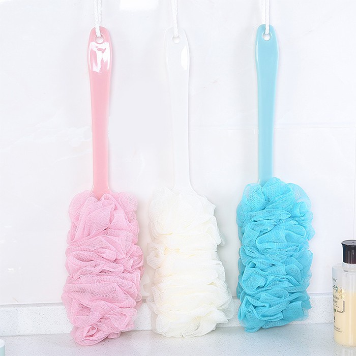 Cây Chổi Bông Tắm Có Cán Kì Cọ Lưng - Kiểu Bông Tắm - Dụng Cụ Massage Đồ Dùng Phòng Tắm Chà Tẩy Tế Bào Chết