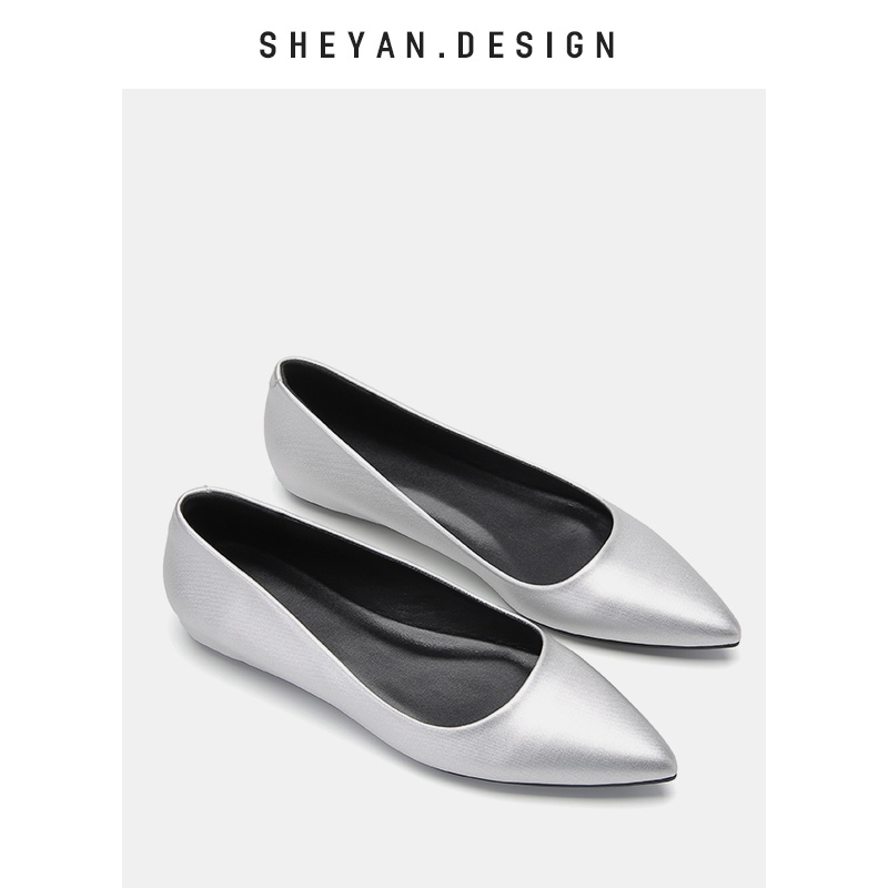 Size Lớn (31-45) Bạc Mũi Nhọn Giày Đế Bằng Nữ Giày Đế Bằng Miệng Nông Giày Muỗng Giày Size Lớn 45 44 43 Công Nhân Văn Phòng Chị Em