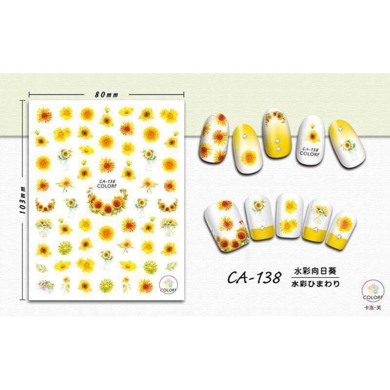Sticker dán móng 3D hoạ tiết các loài hoa