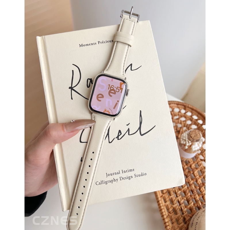 Thời Trang Nữ Eo Nhỏ Da Thật Chính Hãng Dây Đeo Cổ Điển Thích Hợp Cho Apple Watch S11 SE3 Ultra3 S10 S9 S8 SE S7 S6 Ultra 49mm 46mm 42mm 40mm 44mm 41mm 45mm Dây Đeo Tay