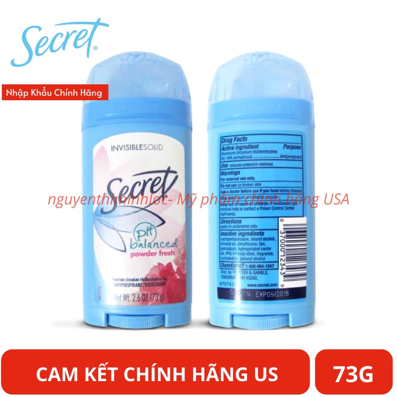 Lăn sáp khử mùi nữ Secret 73g Powder Fresh Invisible solid ngăn mồ hôi ...