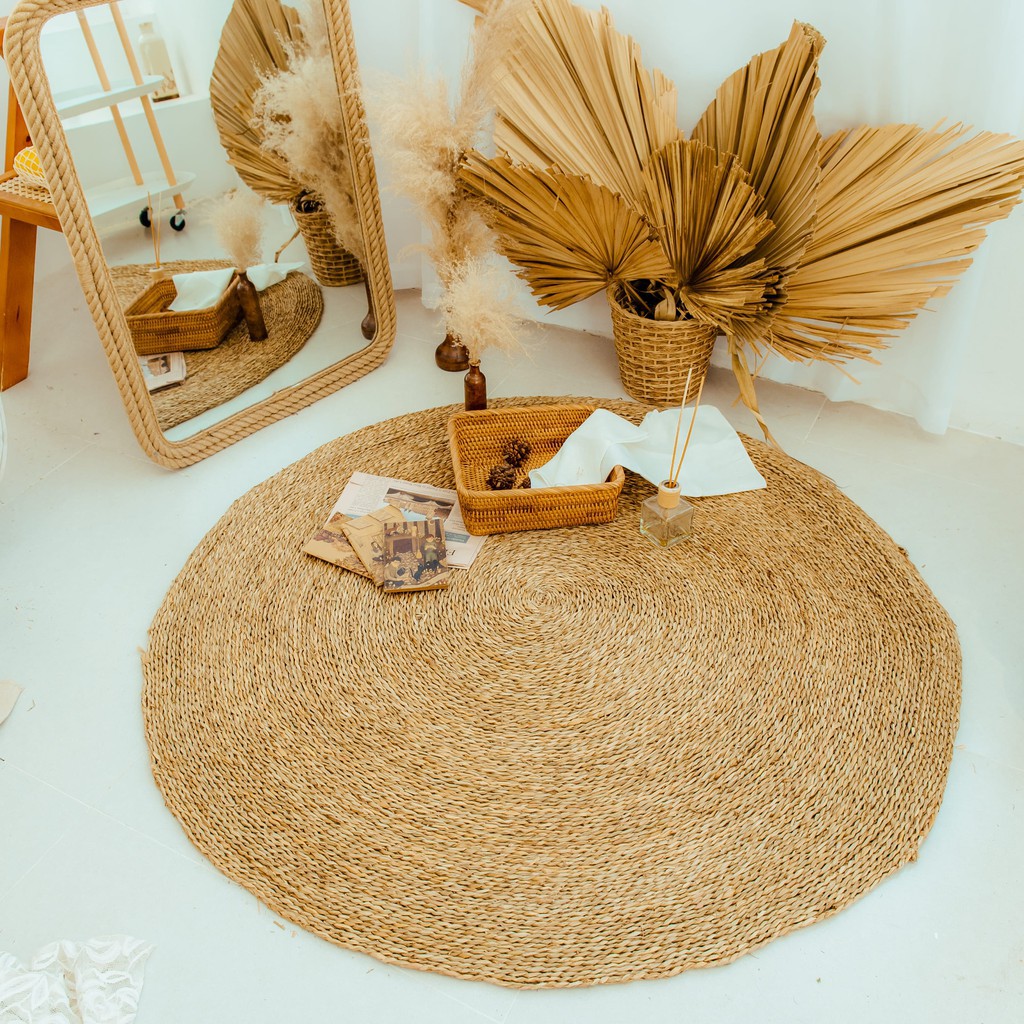 Thảm cói trải sàn hình tròn siêu dày, chuẩn kích thước - Sản phẩm từ HOME MÂY
