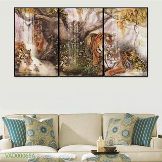 Tranh Treo Tường Gia Đình Hổ - Tranh Con Vật Treo Phòng Khách, Phòng Ngủ Laminate Tráng Gương