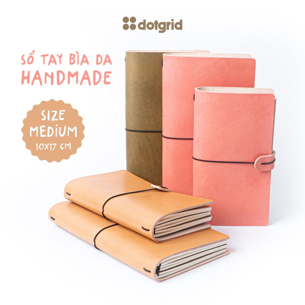 Sổ tay bìa da Handmade Dot Grid size Medium - nhiều màu tùy chọn ...