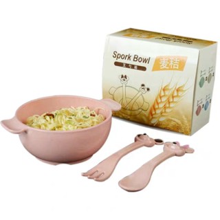 Bộ bát thìa dĩa ăn dặm lúa mạch cho bé kèm hộp