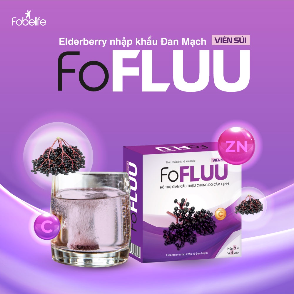Viên Sủi Trái Cây FoFluu Fobe Giúp Giảm Nhanh Cảm Lạnh N1 - Hộp 20 Viên
