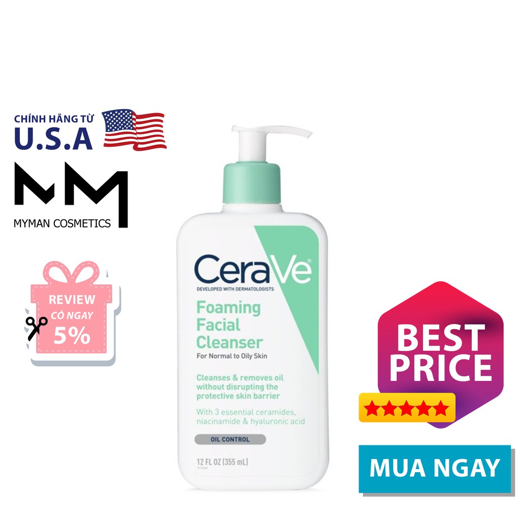 Sữa Rửa Mặt CeraVe Foaming Facial Cleanser ( 355ml ) | Shopee Việt Nam