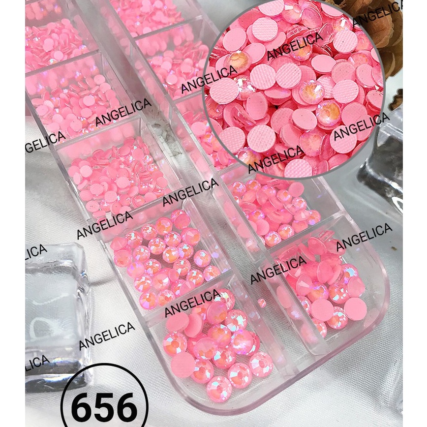 Đá Chân Lưới Nail 12 Khía Light Pink Fluorescence Đính Móng ANGELICA 656