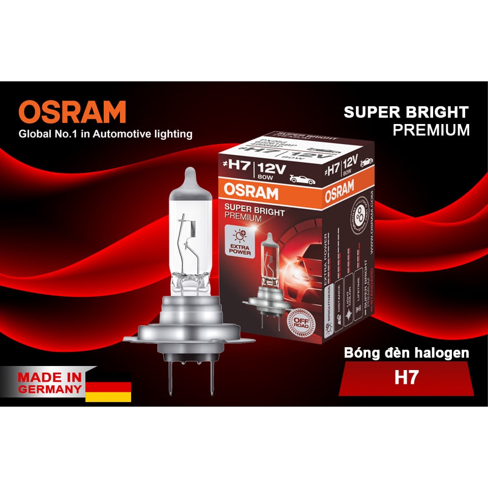 Bóng Đèn HALOGEN OSRAM SUPER BRIGHT PREMIUM H7 12V 80W | Shopee Việt Nam