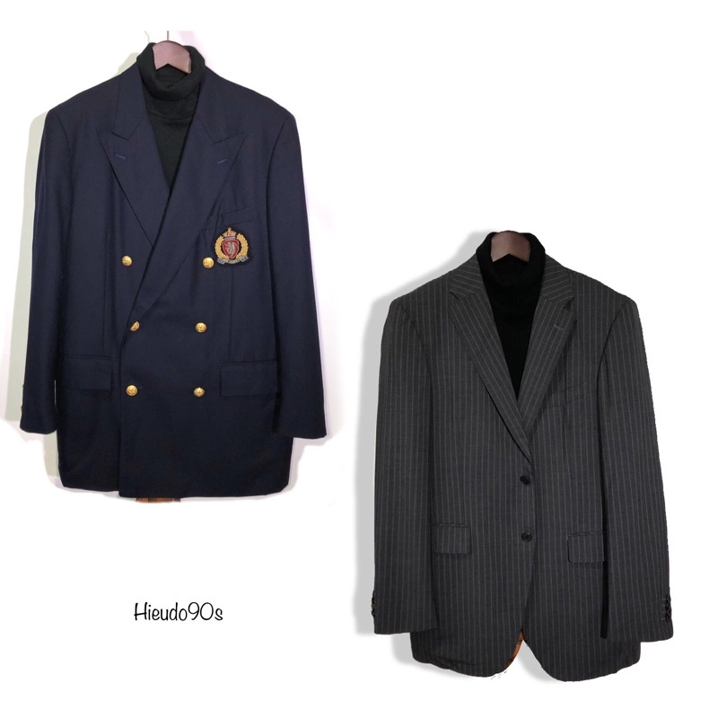(32 mẫu) Áo vest / blazer nam may đo sẵn xuất Hàn chất bóng họa tiết kẻ dọc dự tiệc hàng