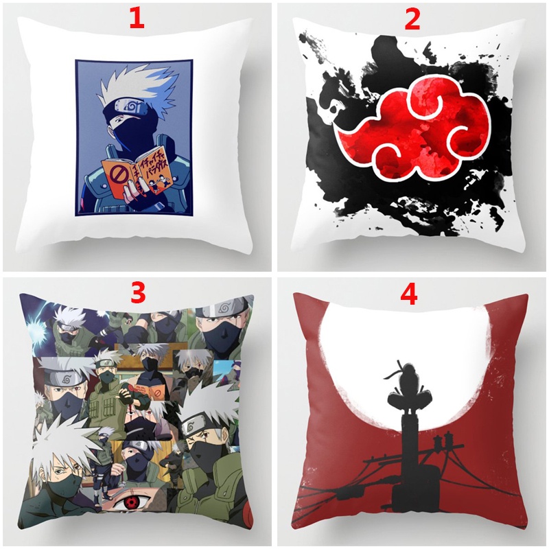 Vỏ gối in họa tiết phong cách nhân vật anime Naruto Sasuke Uchiha Akatsuki dùng cho trang trí nội thất