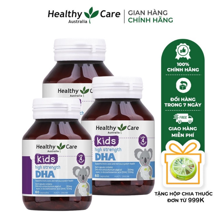 Combo 3 hộp Viên uống Healthy Care High Strength DHA bổ sung dưỡng chất cho bé (60 viên)