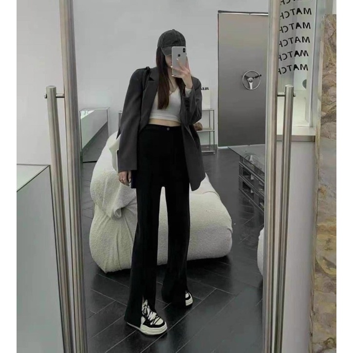 quần vải ống loe xẻ tà ulzzang kèm bảng size ở cuối