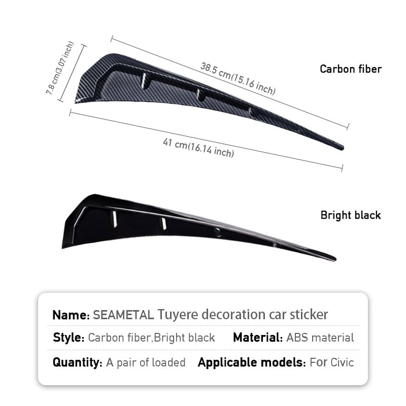 SEAMETAL 2 Nắp thông gió gắn cản chắn bùn cho ô tô Honda Civic thế hệ 10 2021 2020 2019 2018 2017