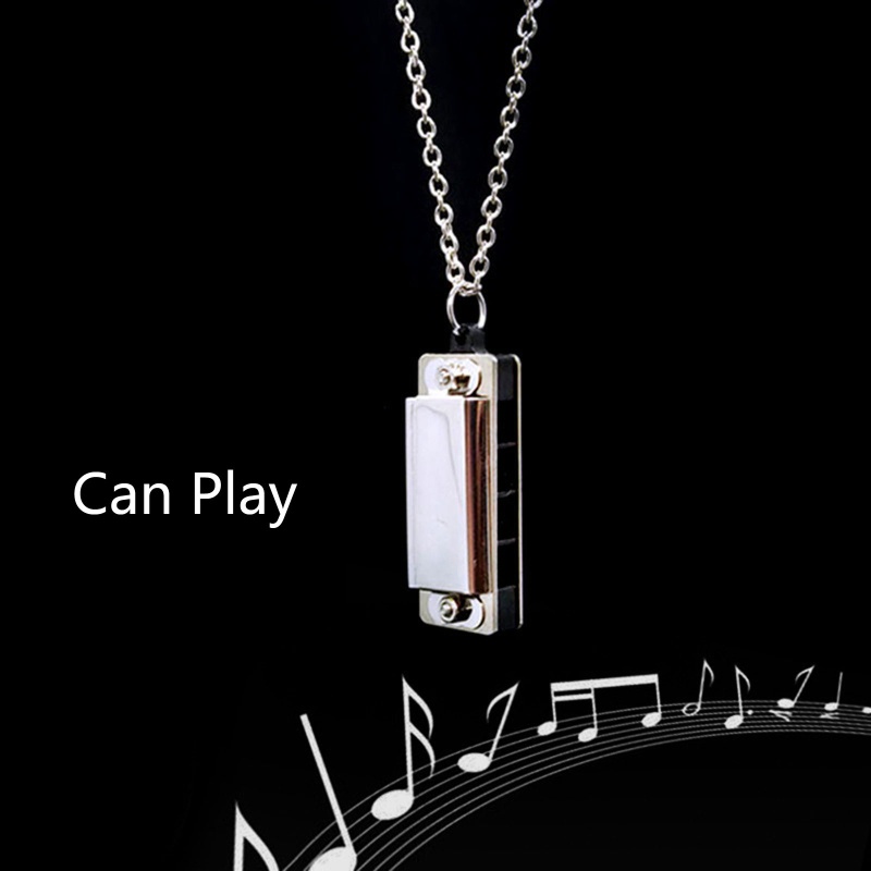 Coo Vòng cổ Mặt Hình Kèn harmonica mini Bốn Lỗ Phong Cách retro Cho Cặp Đôi