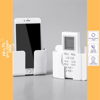 COMBO 2 Kệ Dán Tường Để Remote, Đồ Dùng/ Giá Đỡ Sạc Điện Thoại - Có Móc Treo Giữ Dây Điện 88245
