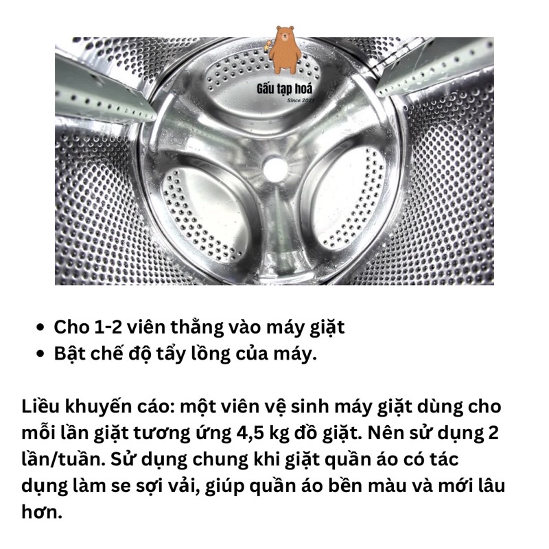 Viên tẩy lồng máy giặt Denkmit ,tẩy cặn canxi, mềm vải, tăng tuổi thọ máy giặt | BigBuy360 - bigbuy360.vn