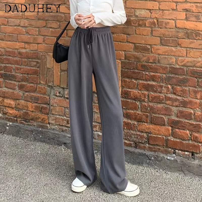 Ảnh Daduhey Quần thể thao nữ ống rộng dáng suông có thể kéo giãn có 3 màu thời trang hip hop phong cách Hàn Quốc 2
